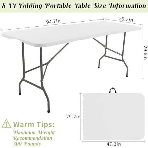 2 Pack 6 FT White Folding Plastic Table with Carrying Handle V46731