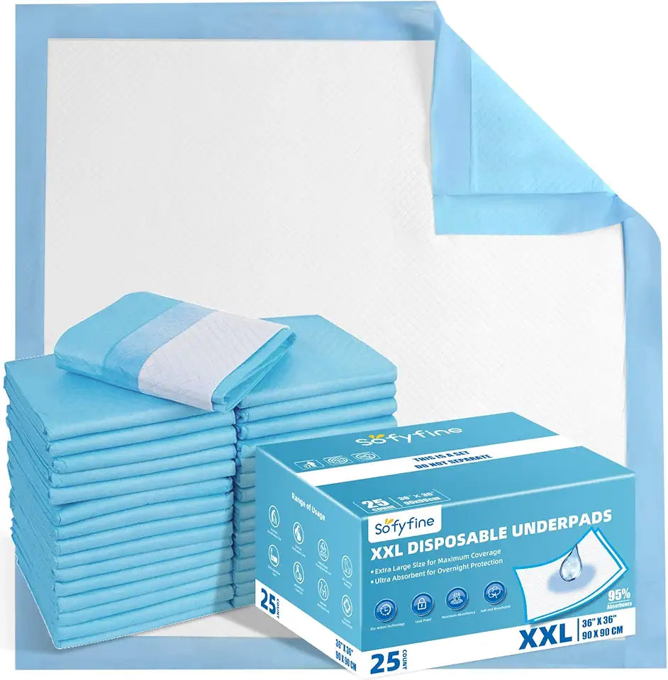 36"x36" Disposable XXL Heavy Duty Absorbent Waterproof Underpads 25 Pads A1022