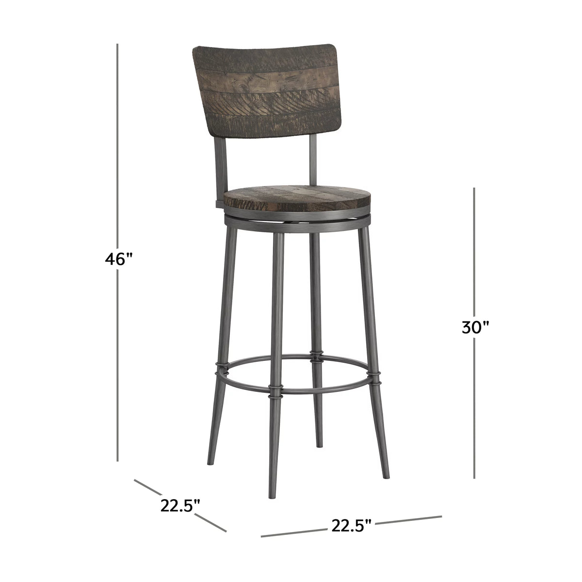 Wood and Metal Swivel Bar Height Stool N908091