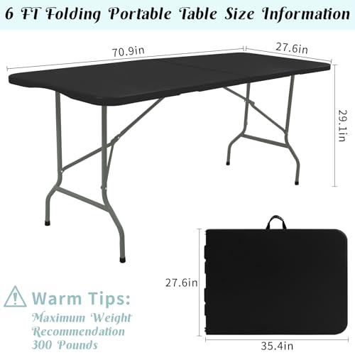 2 Pack 6 FT White Folding Plastic Table with Carrying Handle V46731
