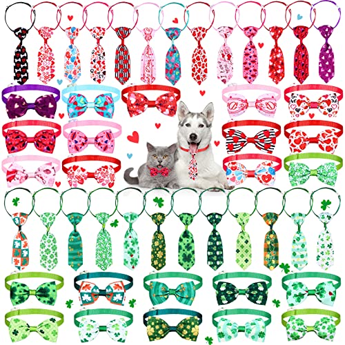 50 Pieces Dog Bow Tie Collar Set with Adjustable Collar U213