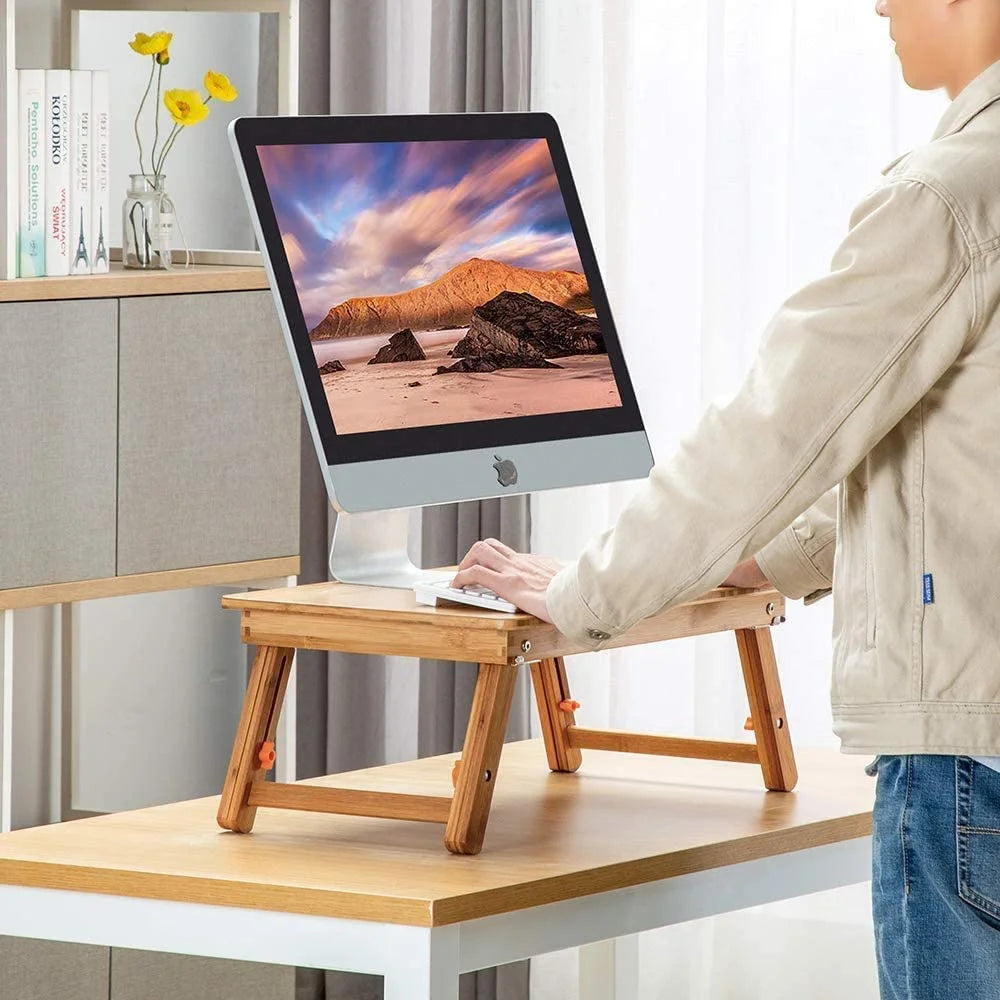 Bamboo Laptop Desk Table with Cooling Fan and Drawer M752