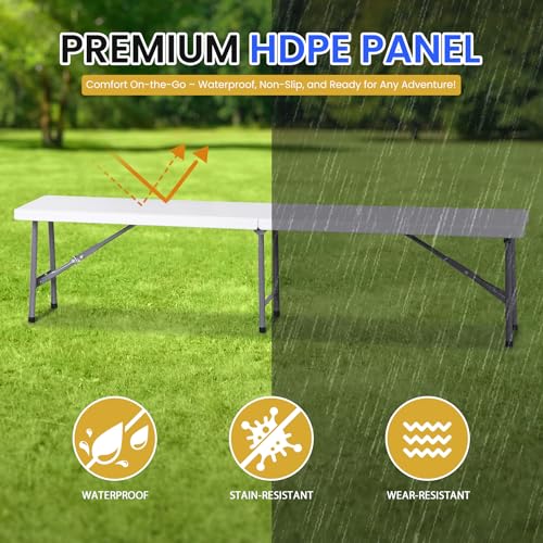 White 6ft Plastic Folding Bench Y851