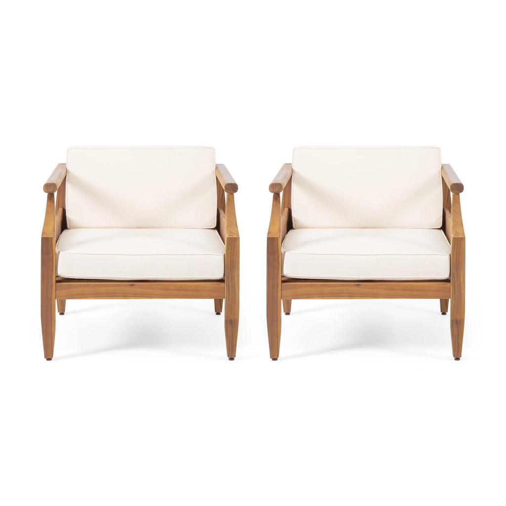 Teak Cream Acacia Wood Club Chair Set of 2 P385023