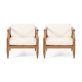 Teak Cream Acacia Wood Club Chair Set of 2 P385023
