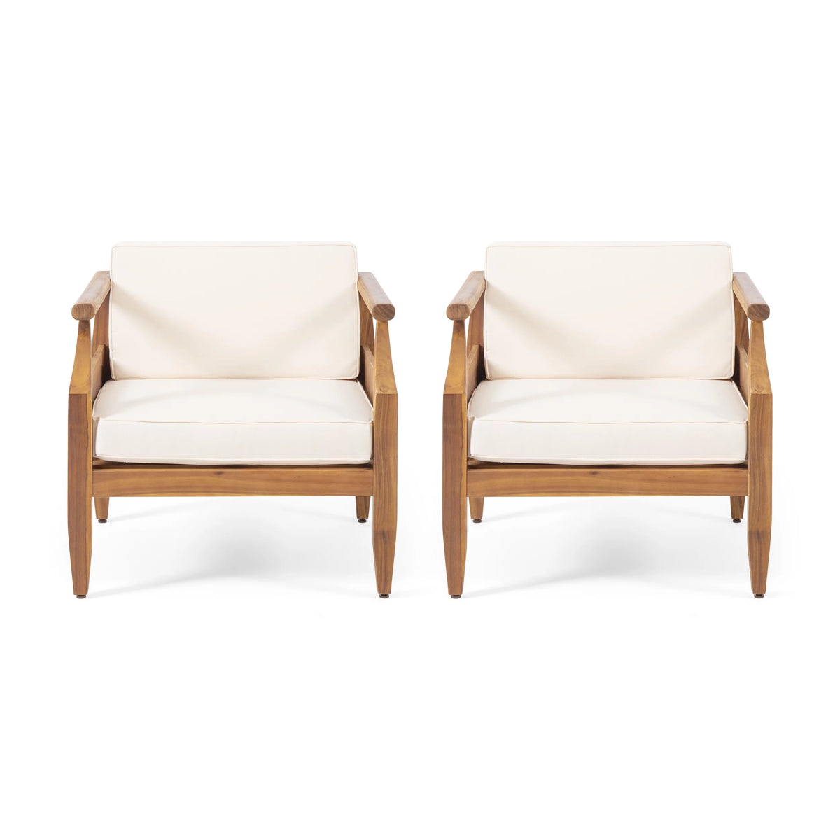 Teak Cream Acacia Wood Club Chair Set of 2 P385023