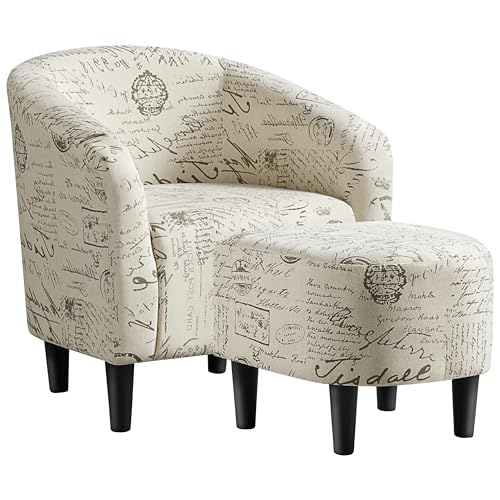 Fabric Accent Armchair with Ottoman U9584