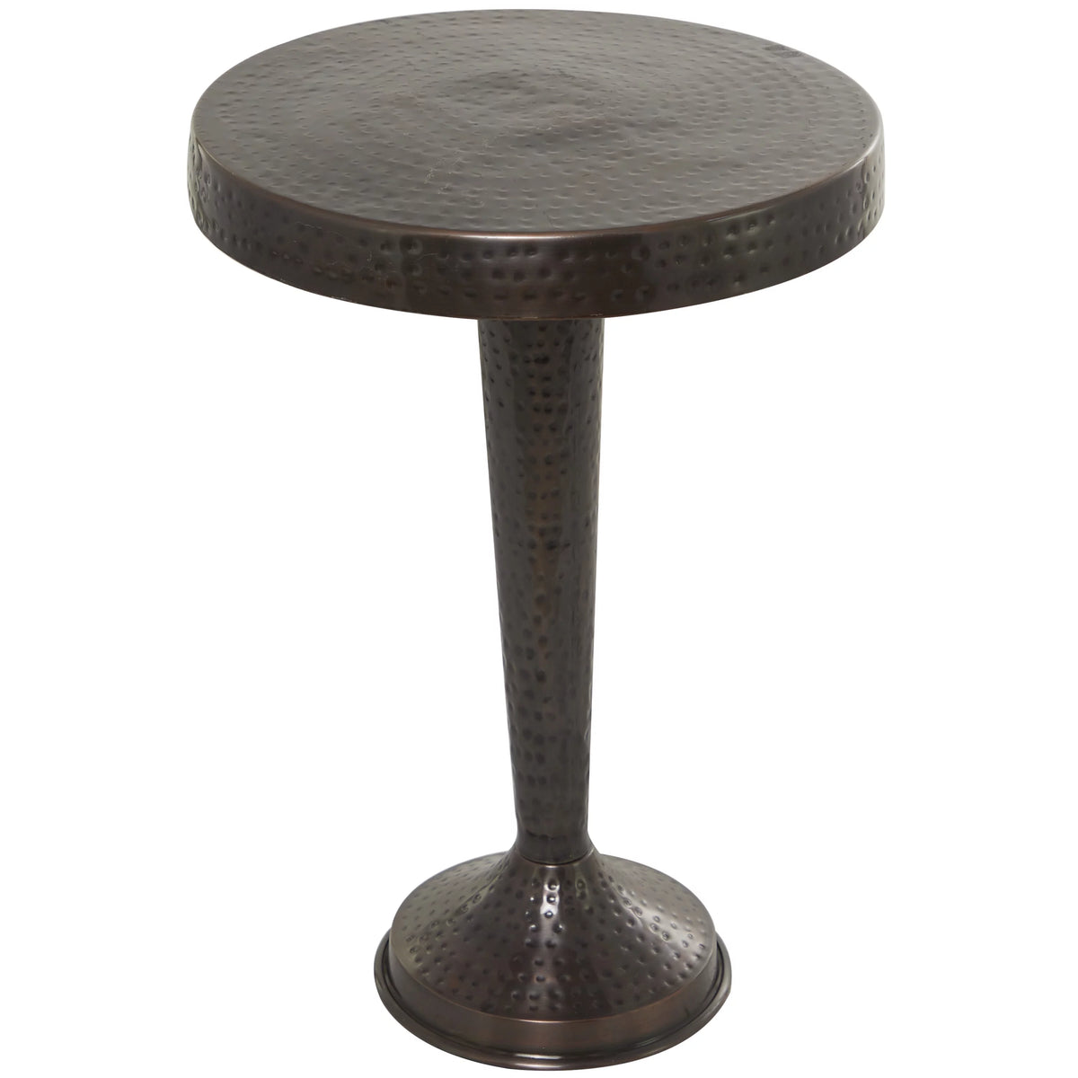 Aluminum Vintage Brown Pedestal Accent Table T273