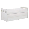 White Wood Twin Bed with Storage Boxes I500
