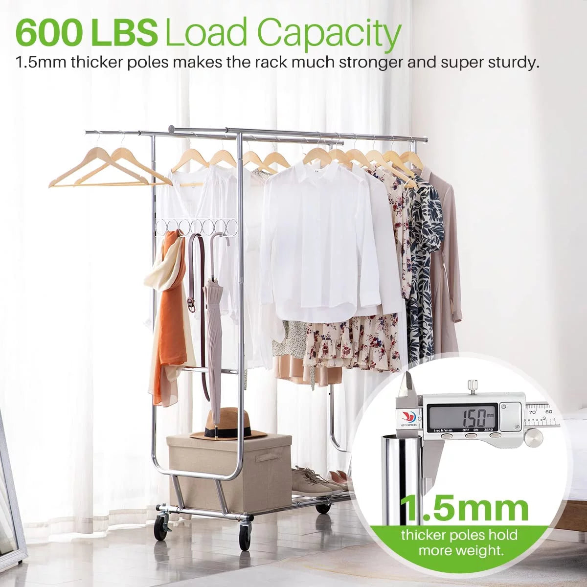 600 lbs Heavy Duty Garment Rack with Shelves P303