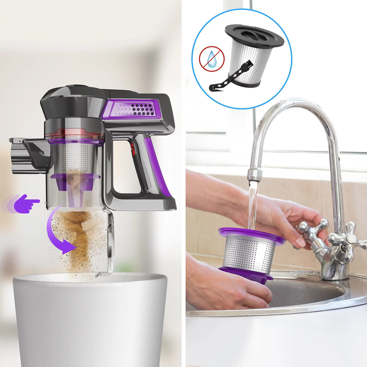 Cordless Vacuum, 20KPa 160W 4-in-1 Stick Handheld Vacuum Cleaner T604