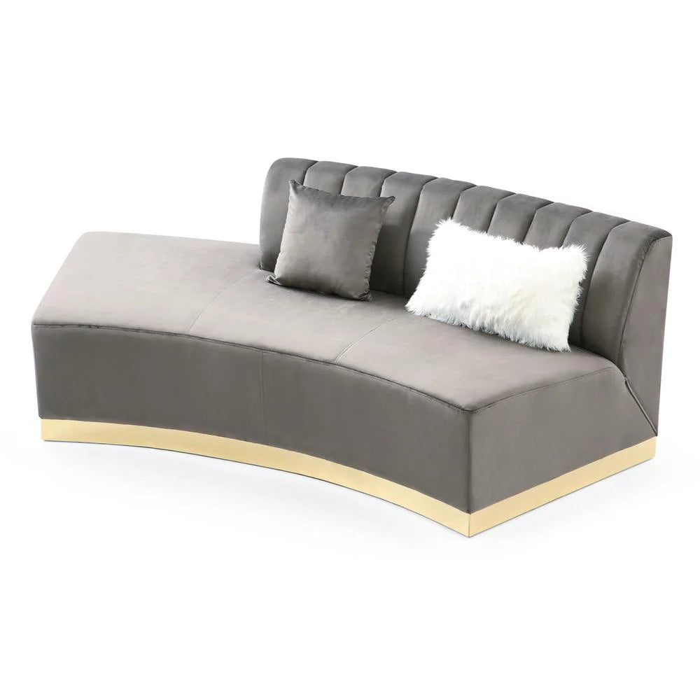 Dark Gray Velvet Curved Sofa A2703