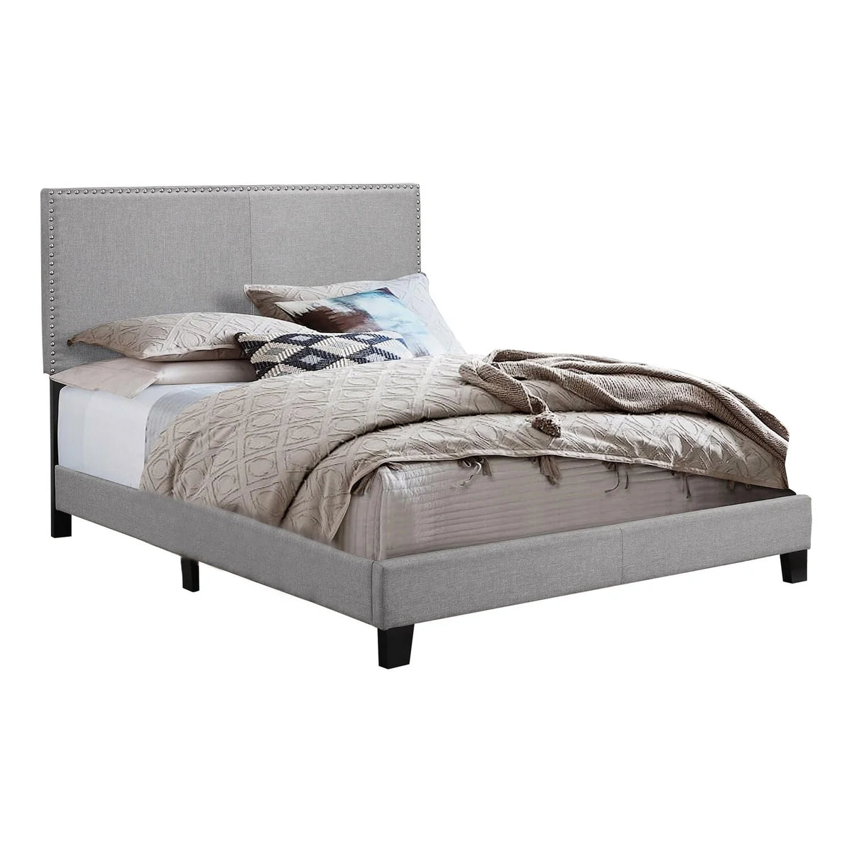Twin Size Wood Upholstered Bed Y882