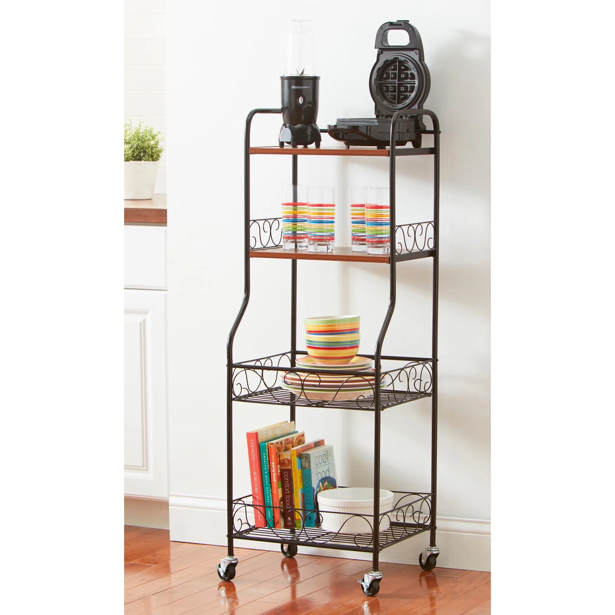 Black 4-Tier Rolling Rack U6296