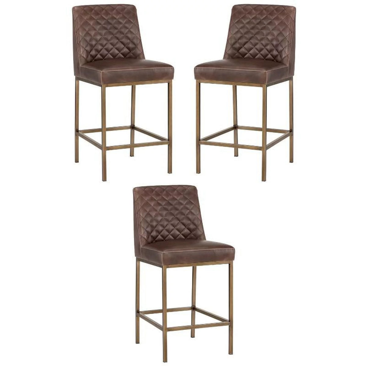Brown Faux Leather Counter Stool Set of 3 B692