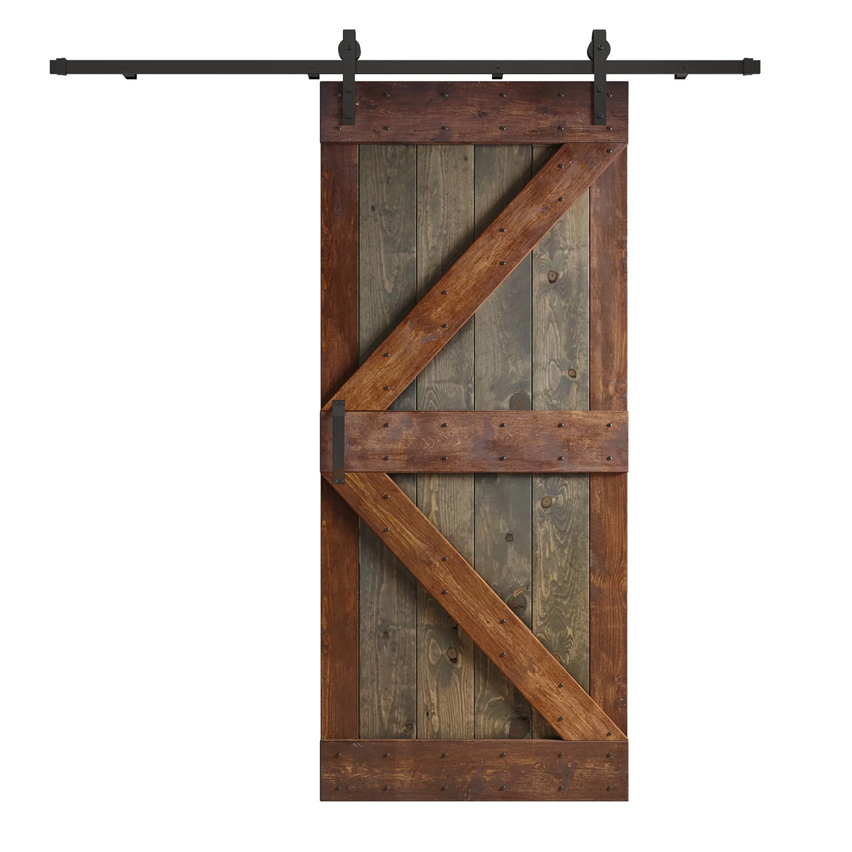 36 in x 84 in Knotty Pine Wood Sliding Barn Door with Hardware Kit D645148