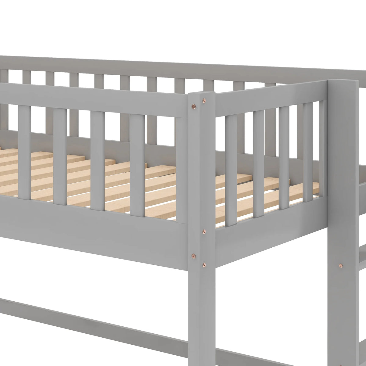 Wood Twin Loft Bed with Ladder and Slide, Gray Y5887