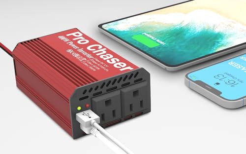 400W Vehicle Power Inverter, 12V DC to 110V AC, Dual AC Outlets, USB-A & USB-C Ports R3274