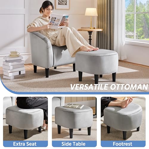 Fabric Accent Armchair with Ottoman U9584