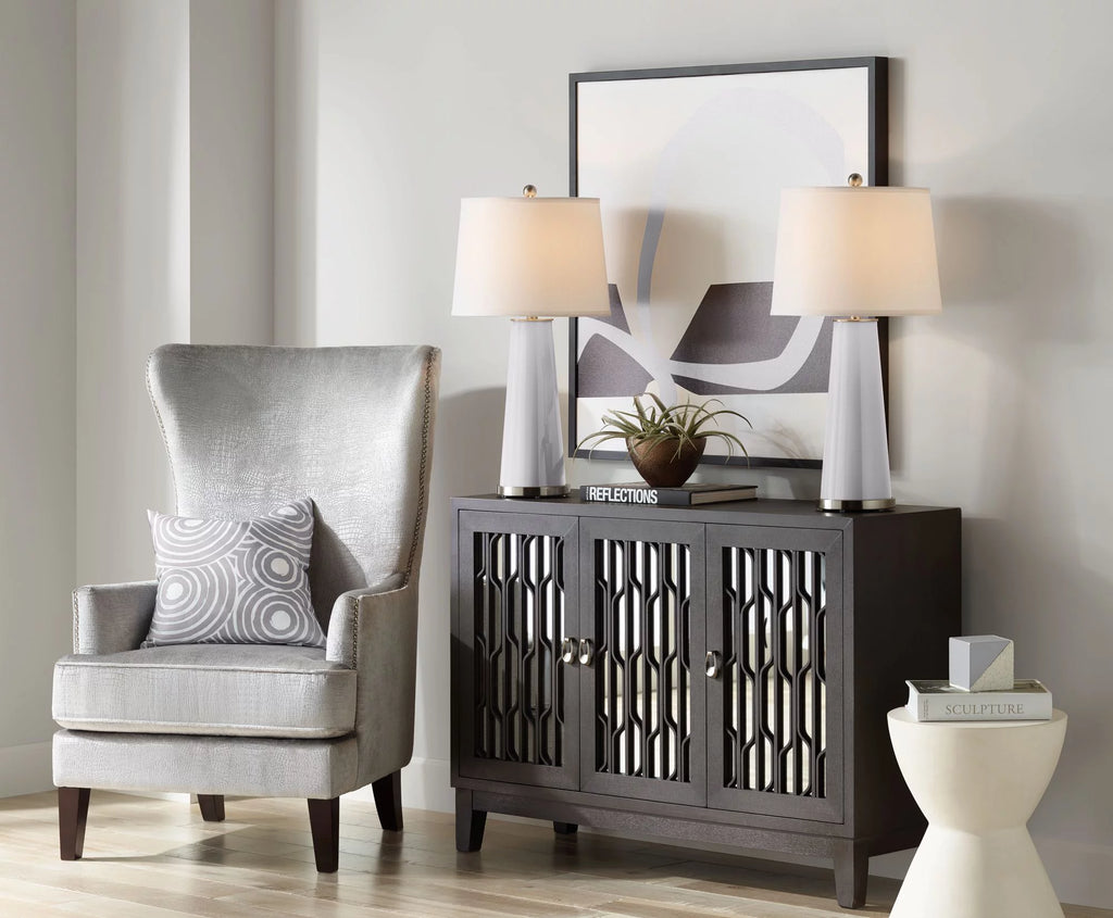 Set of 2 Gray Glass Table Lamps A82774