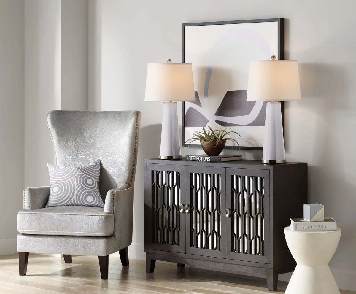 Set of 2 Gray Glass Table Lamps A82774