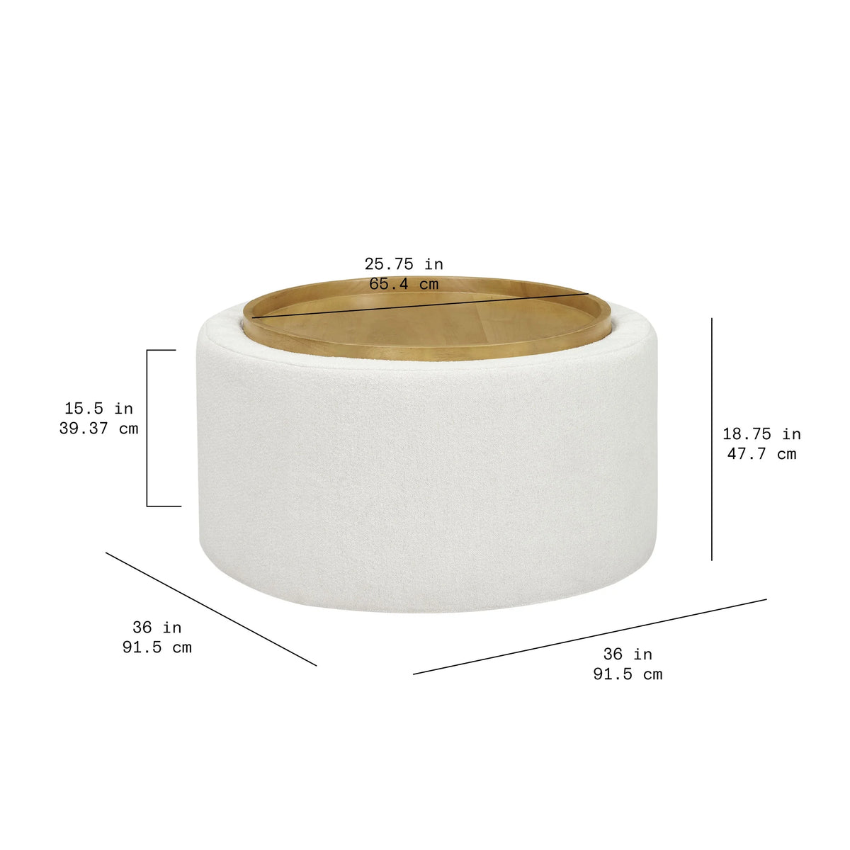 Cream Coffee Table with Storage R61053