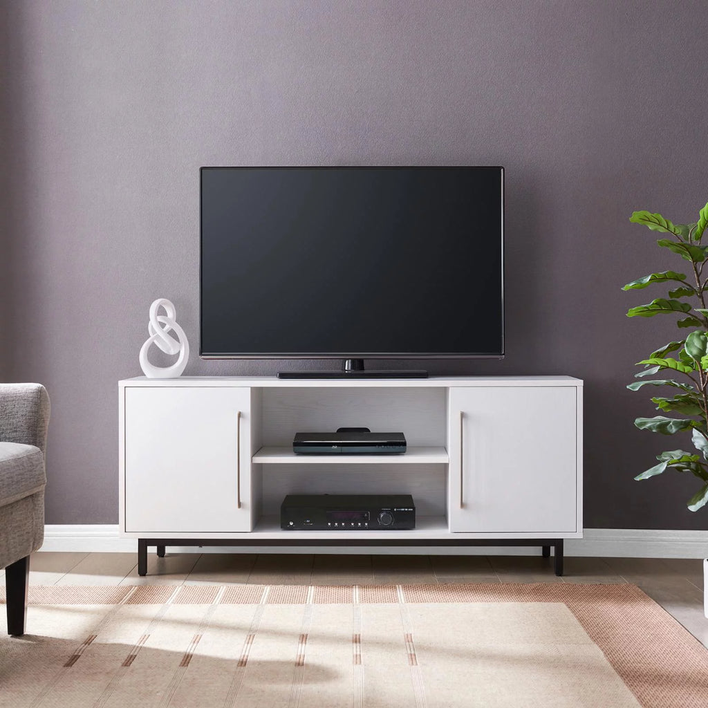 White Antiqued Gray Oak Rectangular TV Stand N641