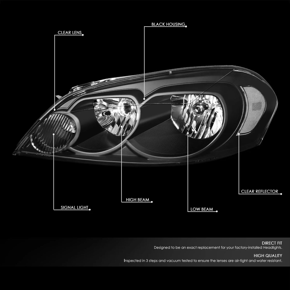 Black Housing Clear Corner Headlight Assembly Q658484