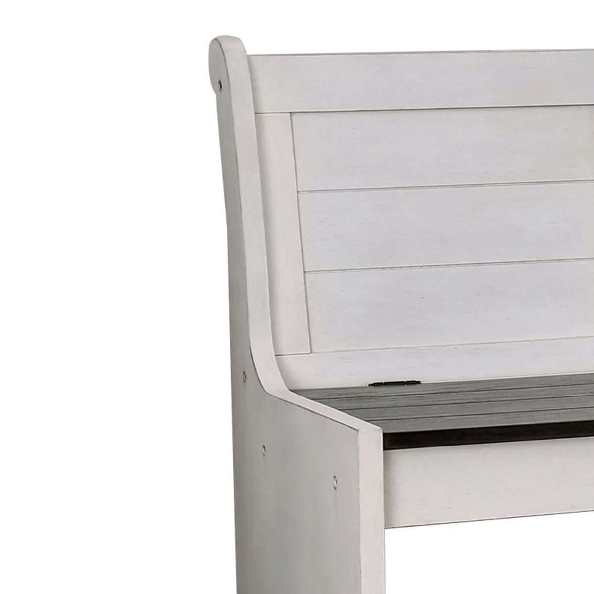 White and Black Wooden Counter Height Bench with Lift Top Seat I198024