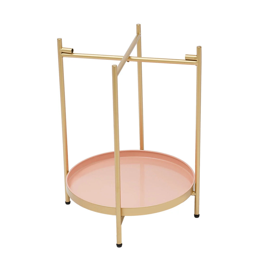 2 Tier Round Metal Side Table with Removable Tray T853489