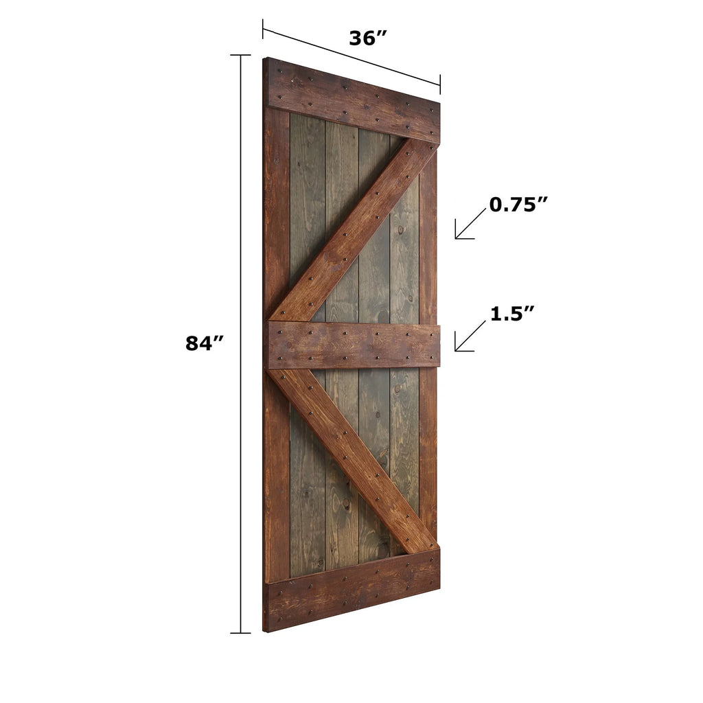 36 in x 84 in Knotty Pine Wood Sliding Barn Door with Hardware Kit D645148