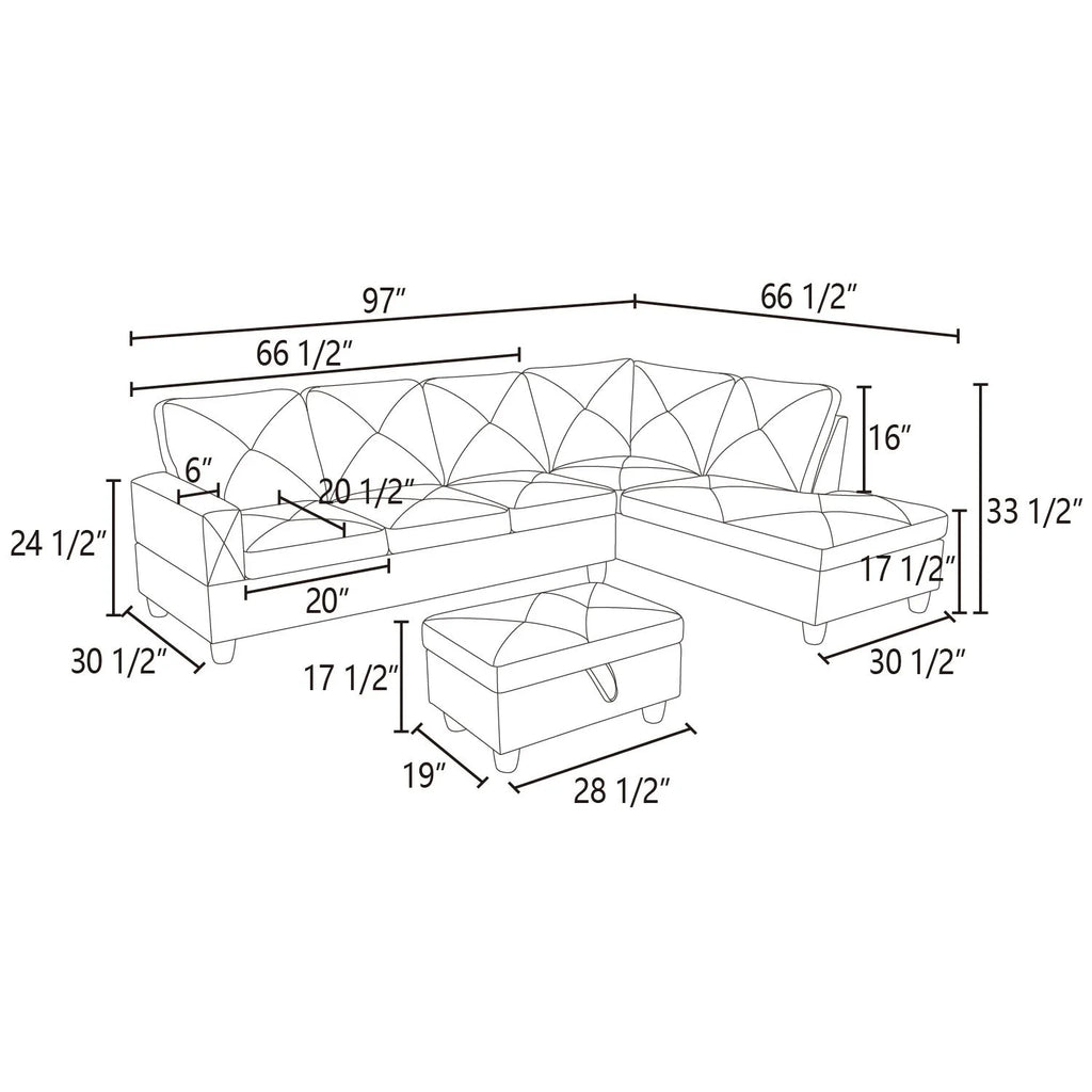 97" 2-Piece Sectional Sofa Set B694305