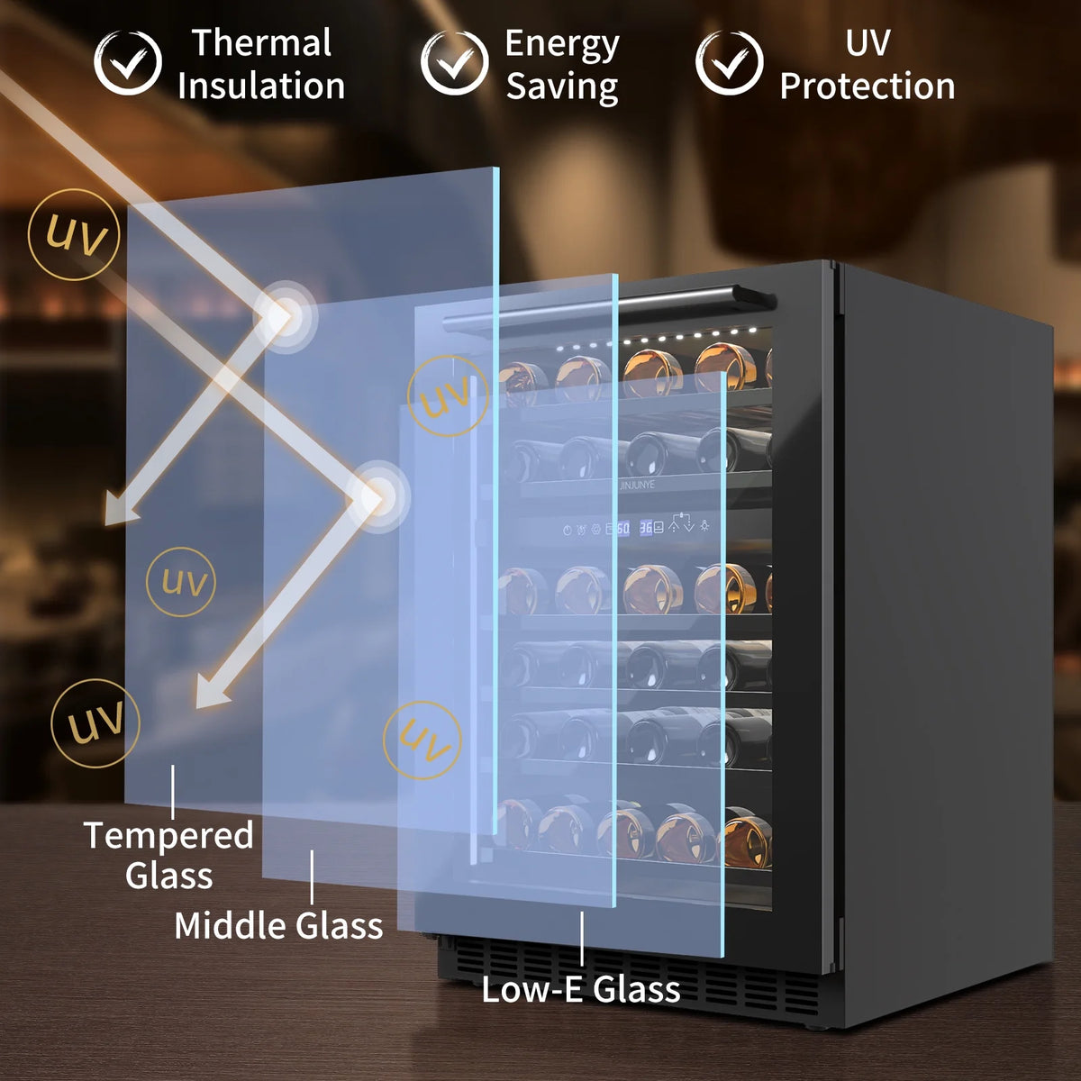 24" 56 Bottle Dual Zone Wine Cooler Refrigerator Q7257