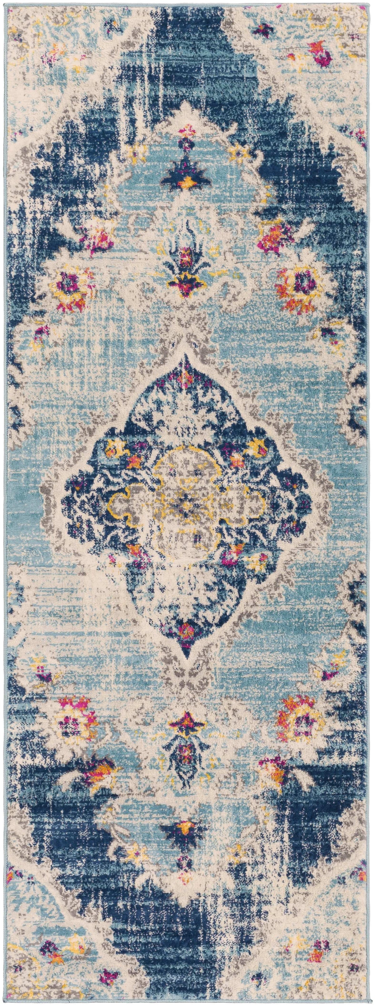 Blue 3x12 Traditional Runner Area Rug D907