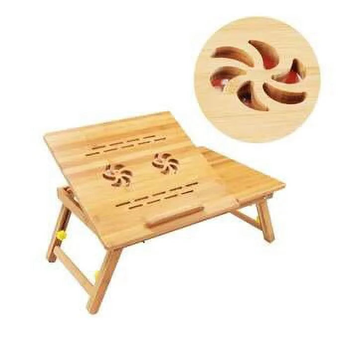 Bamboo Laptop Desk Table with Cooling Fan and Drawer M752