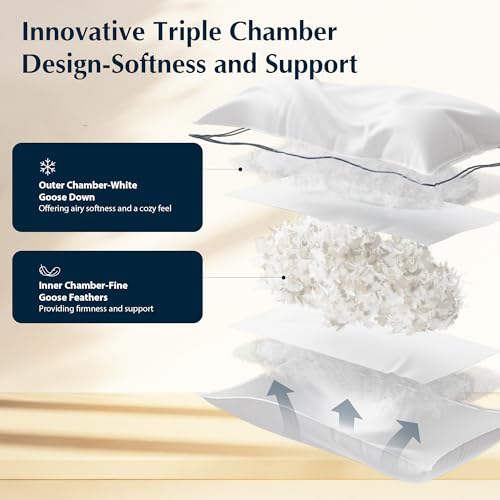 King Size Feather and Down Cotton Bed Pillows 2 Pack N9367