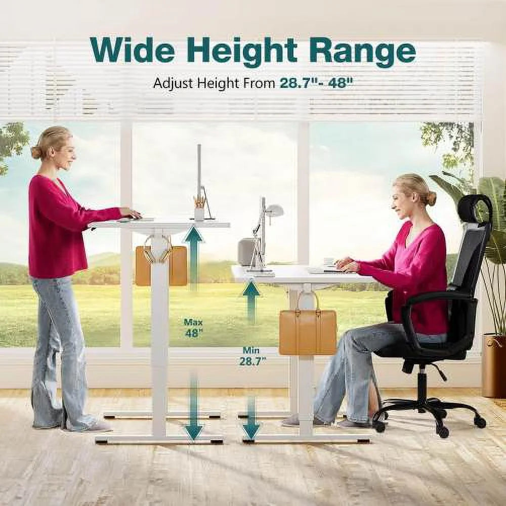 Electric Height Adjustable Standing Desk White 63'' x 24" Z79512